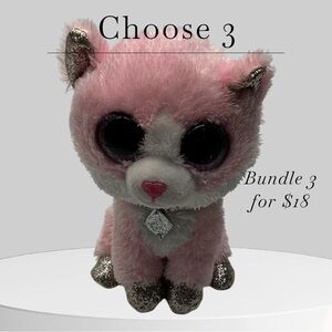 Fiona the Ty Pink and Silver Cat Plush Toy